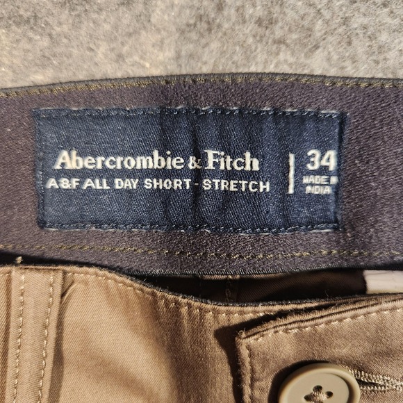 Abercrombie & Fitch Shorts Mens 34 Brown A&F All Day Stretch Chino‎ Flat Front - Picture 2 of 8